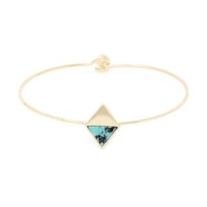 SEMI-PRECIOUS DIVIDED RHOMBUS SKINNY CUFF BRACELET